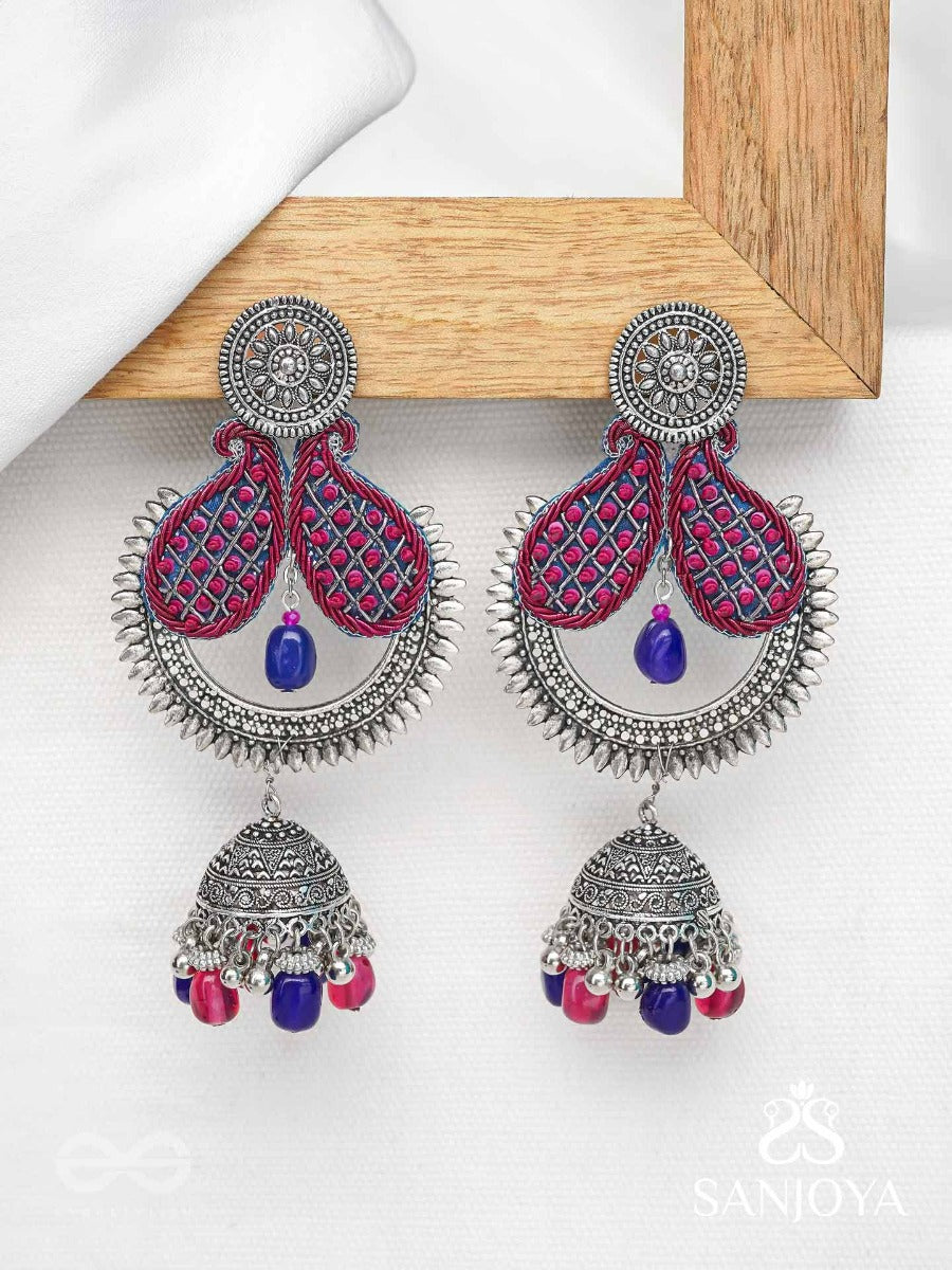Nirvikara - The Dazzling Beauty - Sequins And Beads Embroidered And Oxidised Earrings