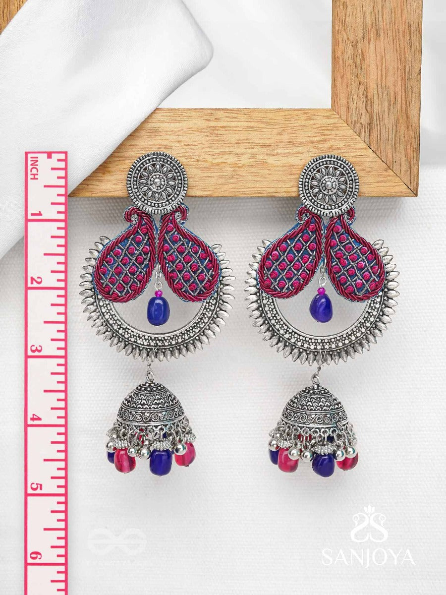 Nirvikara - The Dazzling Beauty - Sequins And Beads Embroidered And Oxidised Earrings