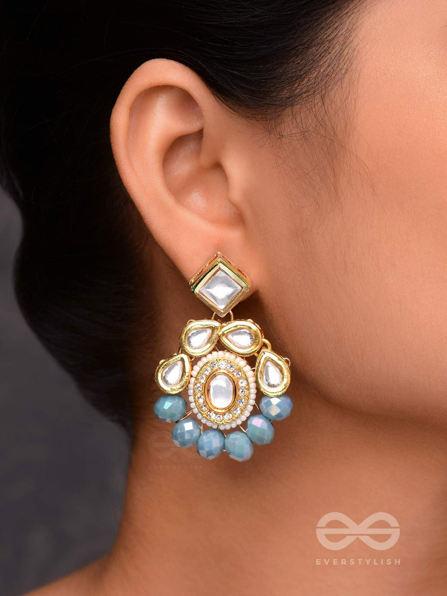 Mandanila - Breeze Of Azure - Golden Embellished Polki And Kundan Earrings