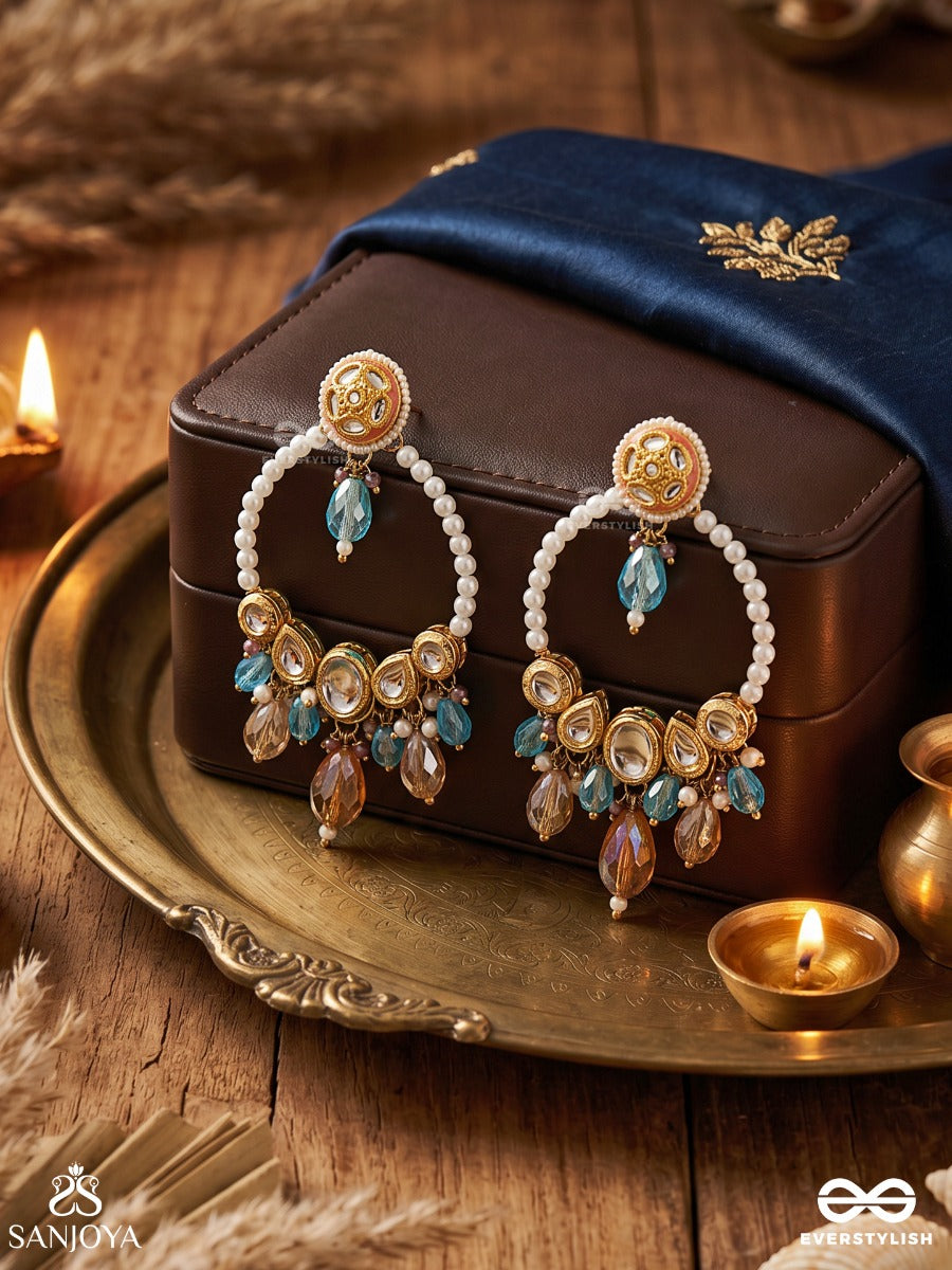 Marichika - The Mirage Sparklers - Golden Embellished Polki And Kundan Statement Earrings