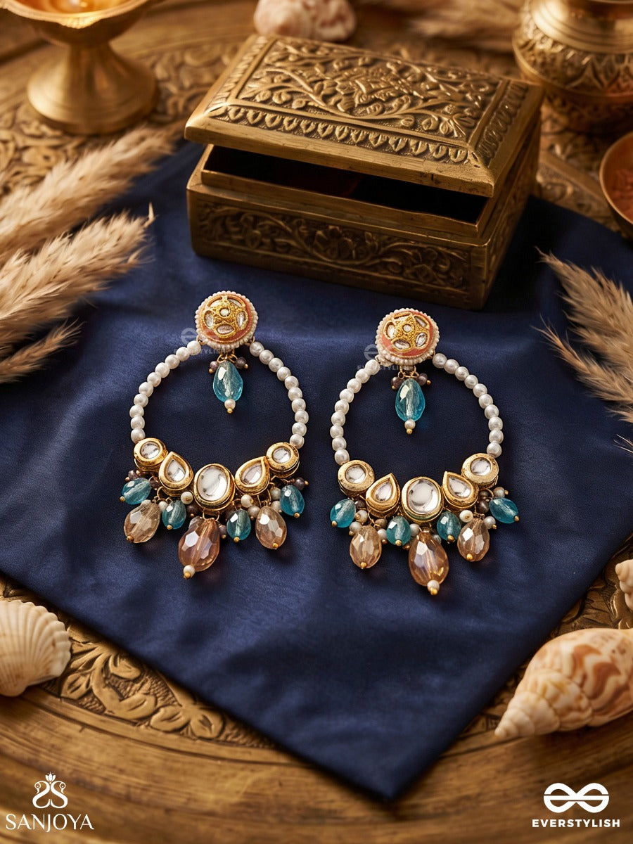 Marichika - The Mirage Sparklers - Golden Embellished Polki And Kundan Statement Earrings