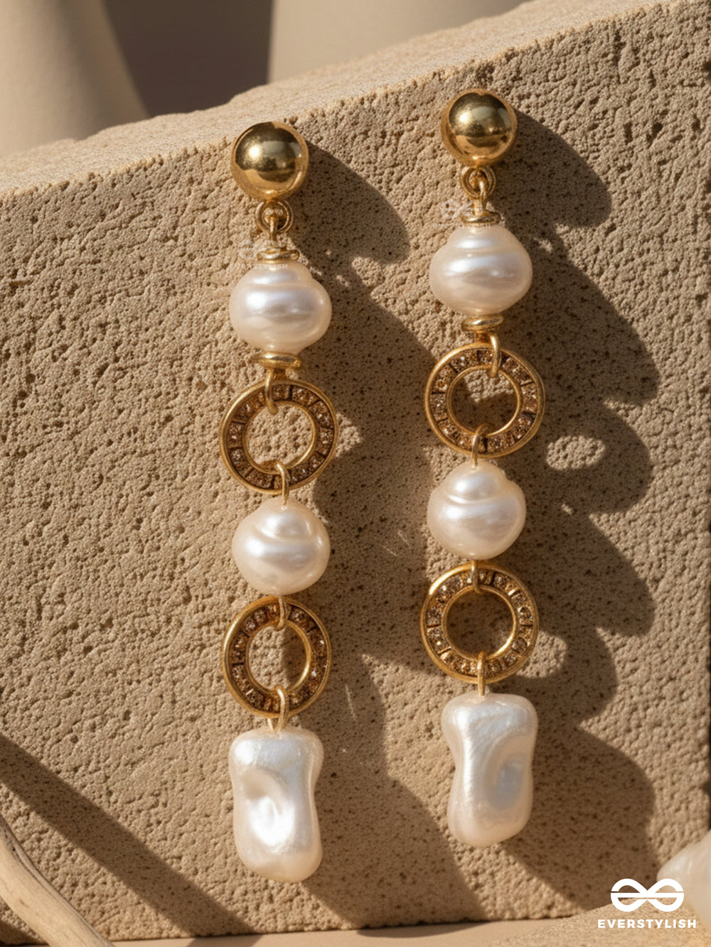 Champagne Whispers - Golden Embellished Earrings