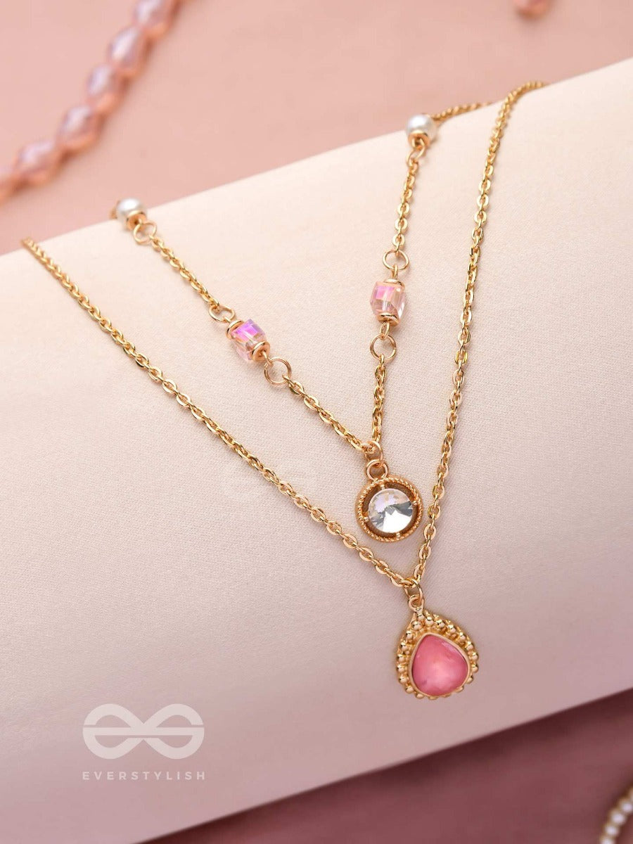 Romantic Rosewater - Golden Embellished Multilayer Neckpiece With Anti-Tarnish Coating