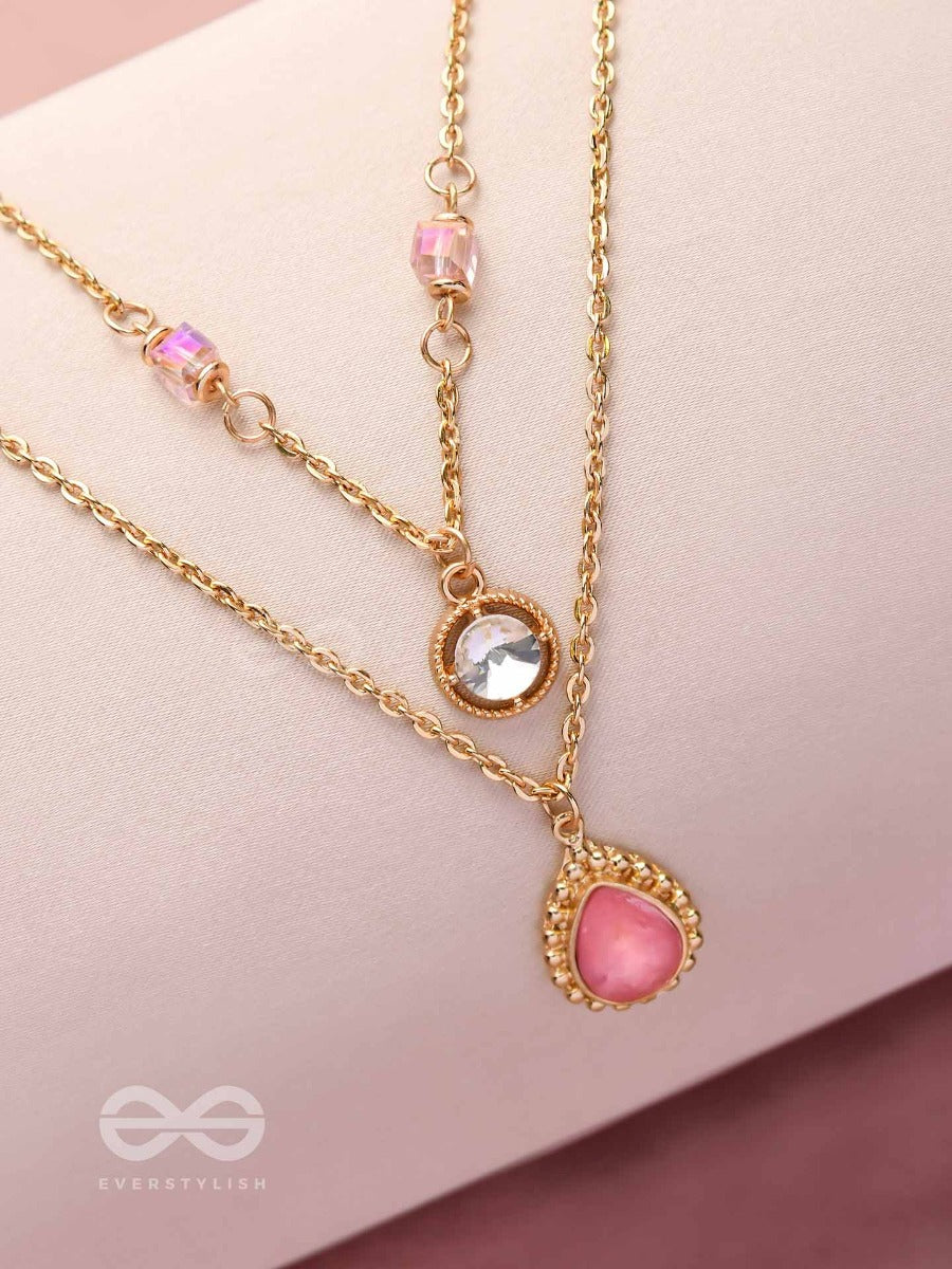 Romantic Rosewater - Golden Embellished Multilayer Neckpiece With Anti-Tarnish Coating