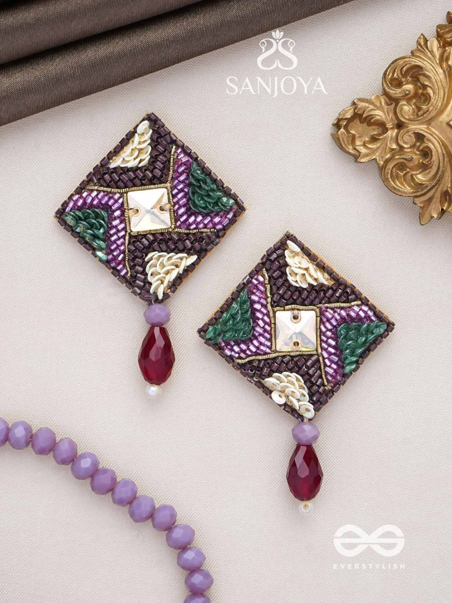 Devatti - The Dynamic Delight - Stone, Glass Drop And Sequins Embroidered Earrings