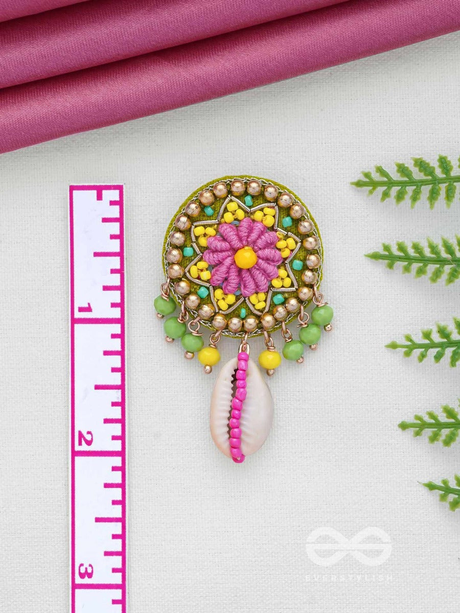 Vaarija - The Seashell Gala - Shell And Beads Embroidered Earrings
