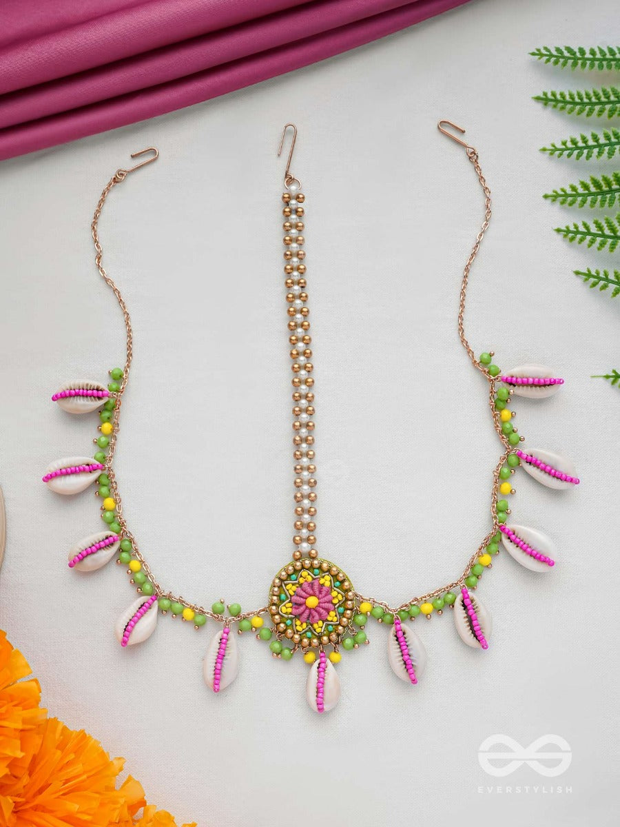 Divabhita - Divinely Dressed - Resham, Shell And Beads Embroidered Maangtika
