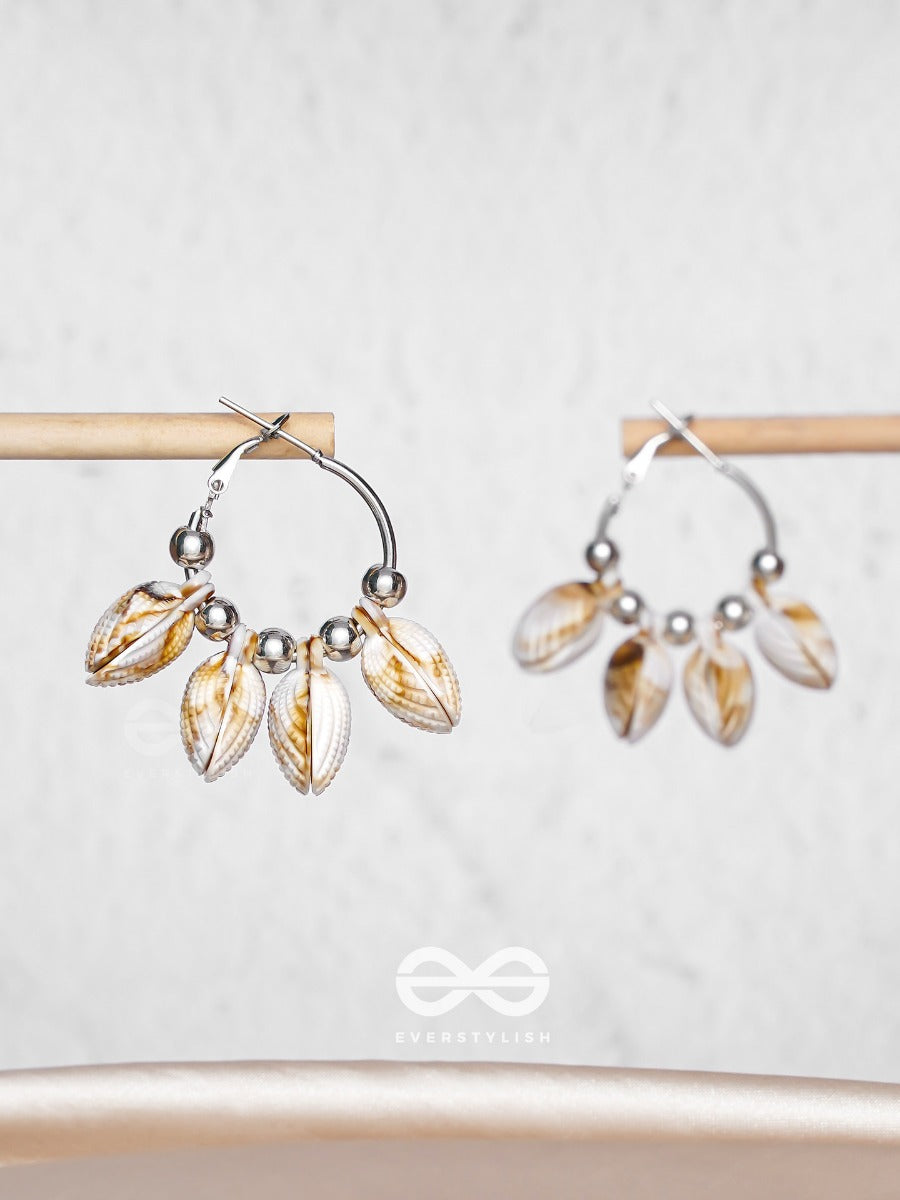Mermaid's Shell Magic - Silver Hoop Earrings