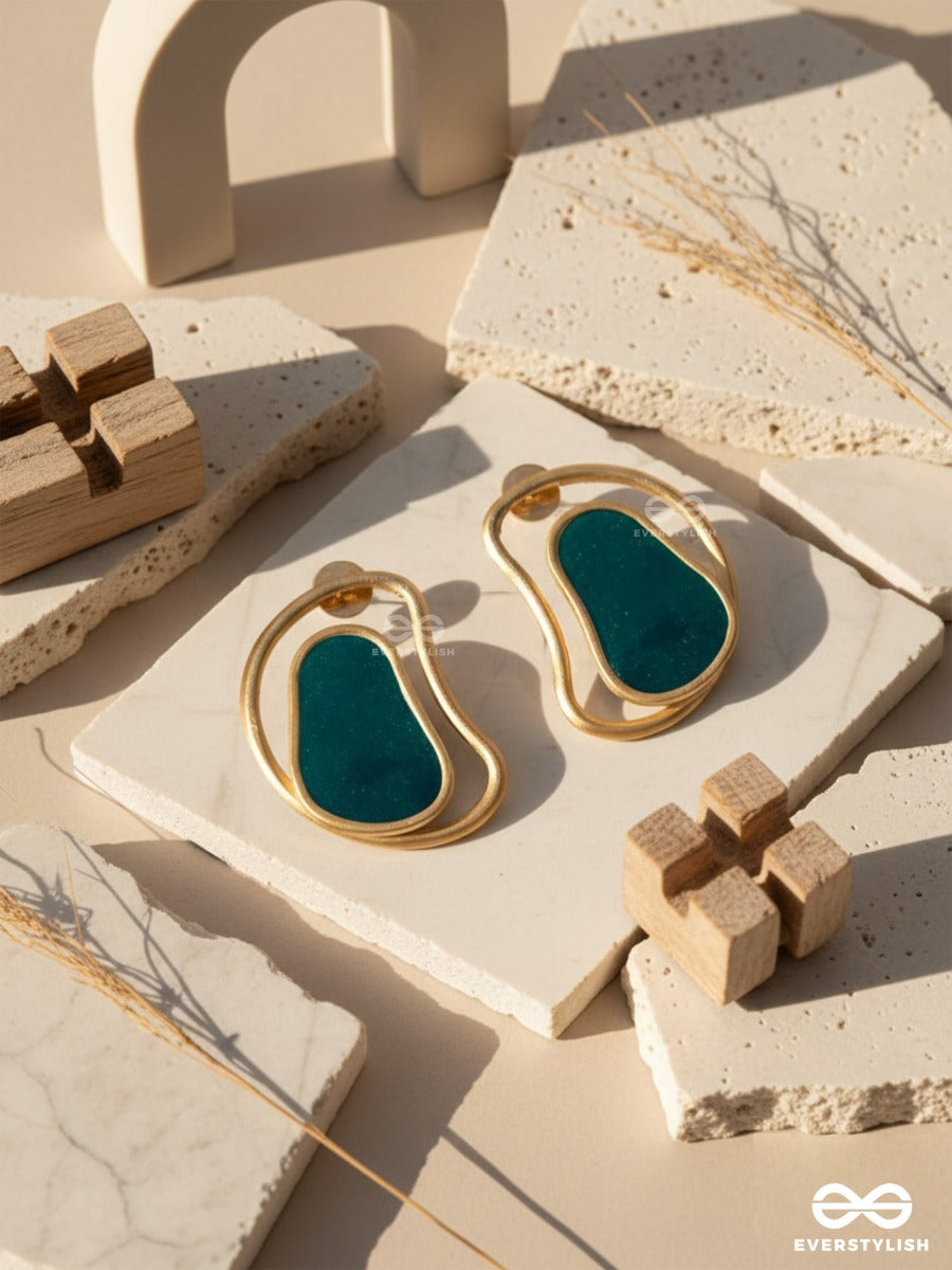 The Indigo Illusion - Golden Enamelled Stud Earrings