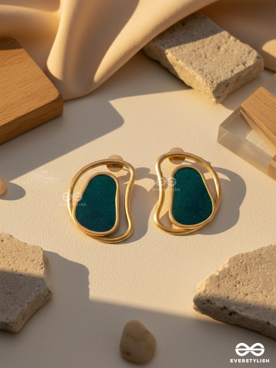 The Indigo Illusion - Golden Enamelled Stud Earrings