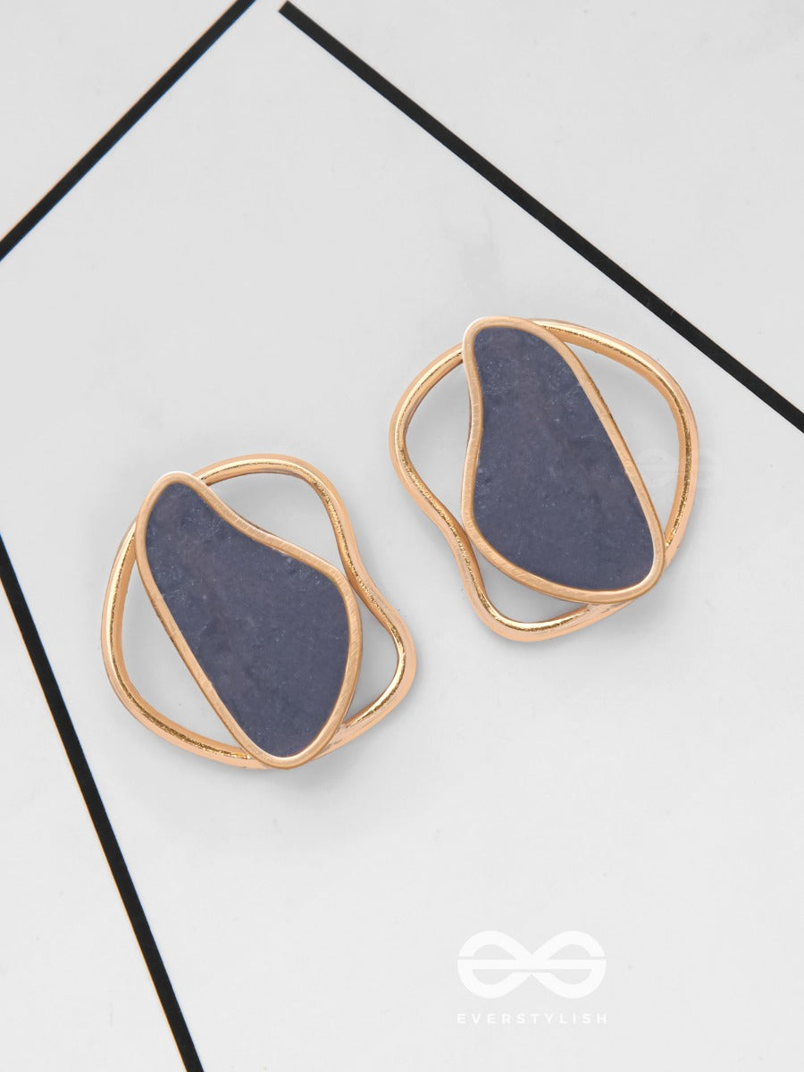 The Mystical Aura - Golden Enamelled Stud Earrings