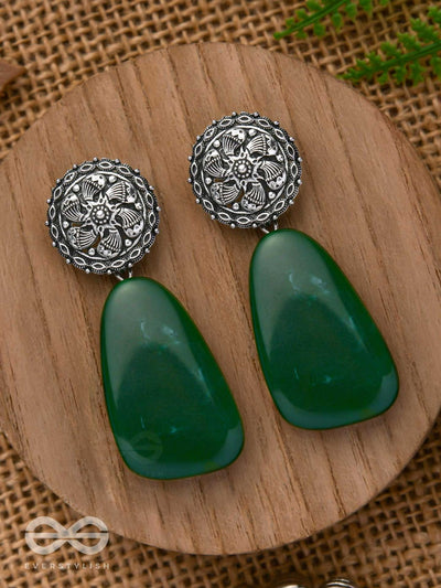 The Jade Elegance - Oxidised Jhumka Earrings
