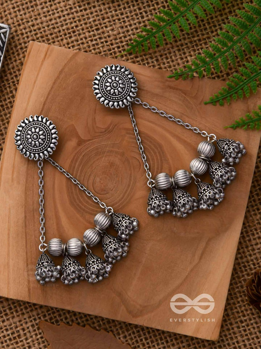 Mystic Moon Shadows - Statement Oxidised Earrings