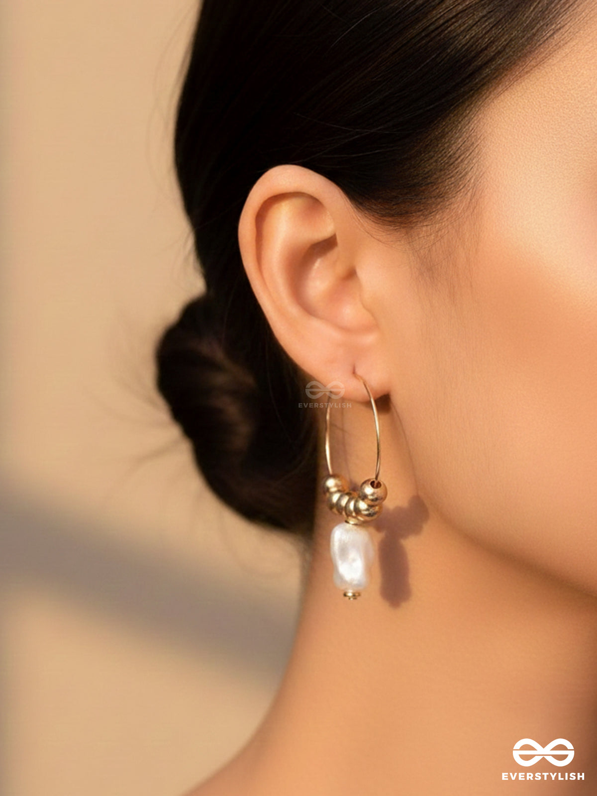 Beaded Sunburst - Golden Hoop Earrings