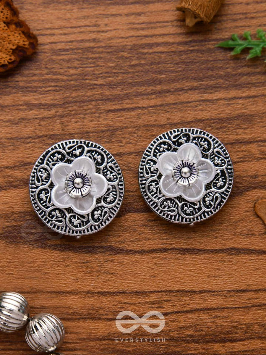 Blossom Spins - Oxidised Stud Earrings