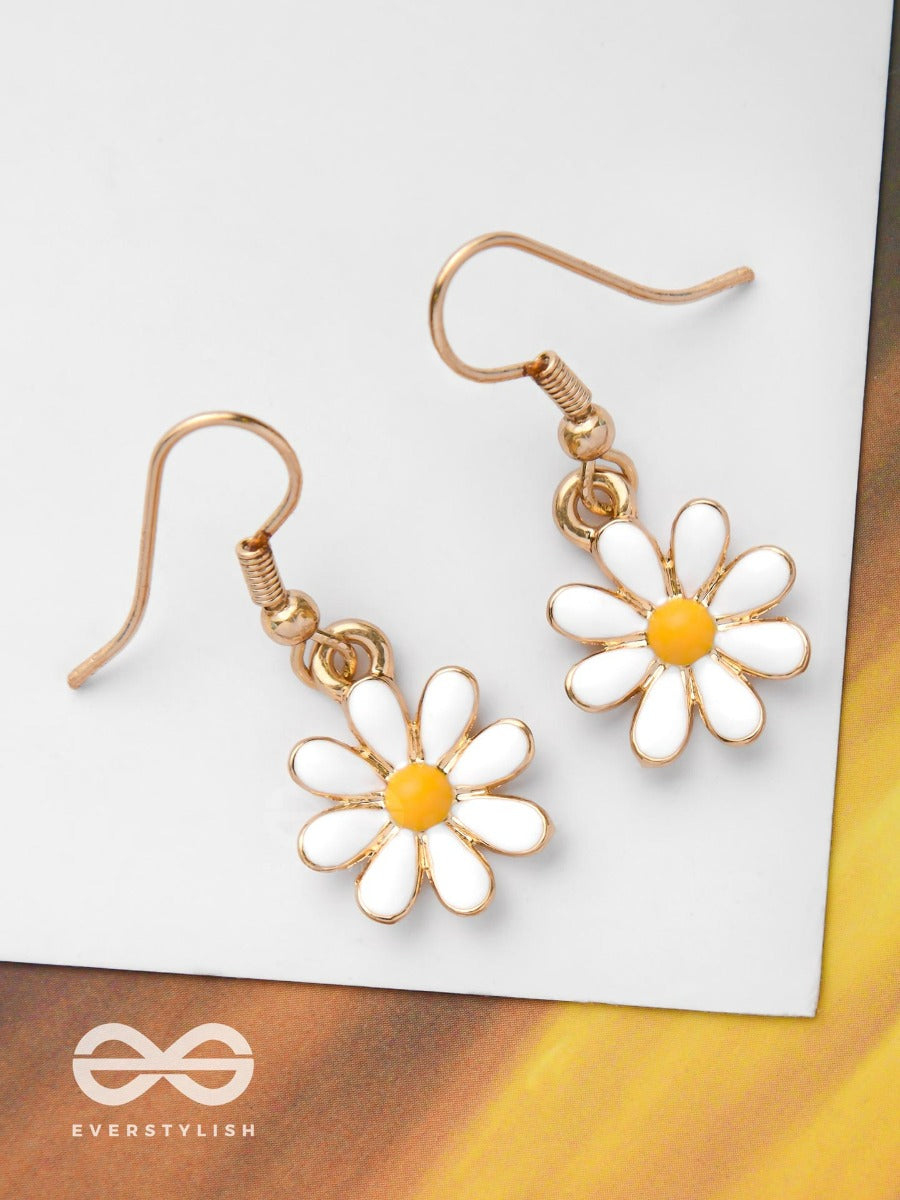 Little Daisy Drops - Golden Emamelled Earrings