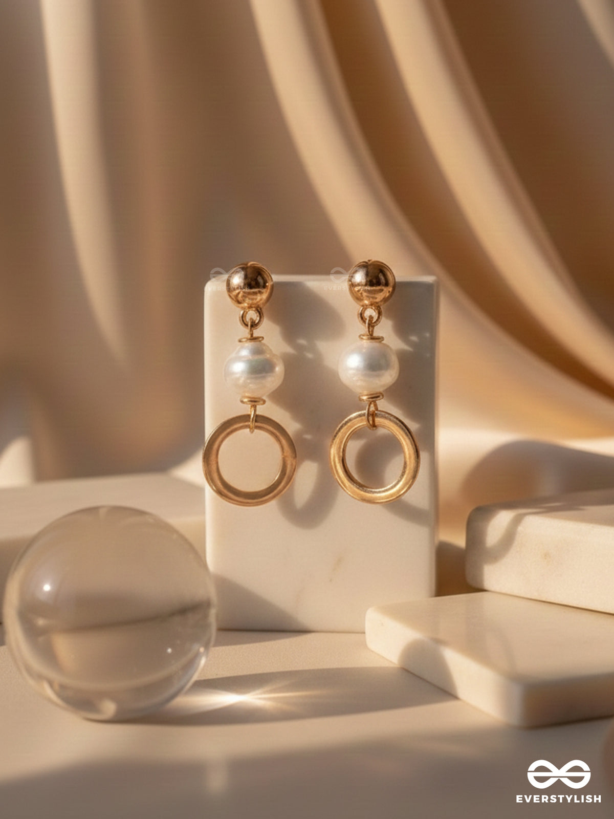 The Pearl Spinners - Golden Embellished Earrings