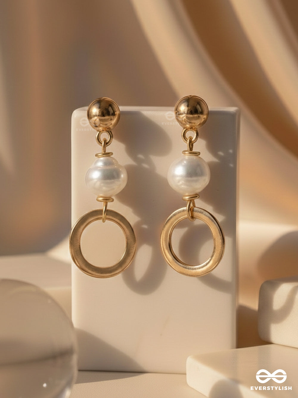 The Pearl Spinners - Golden Embellished Earrings