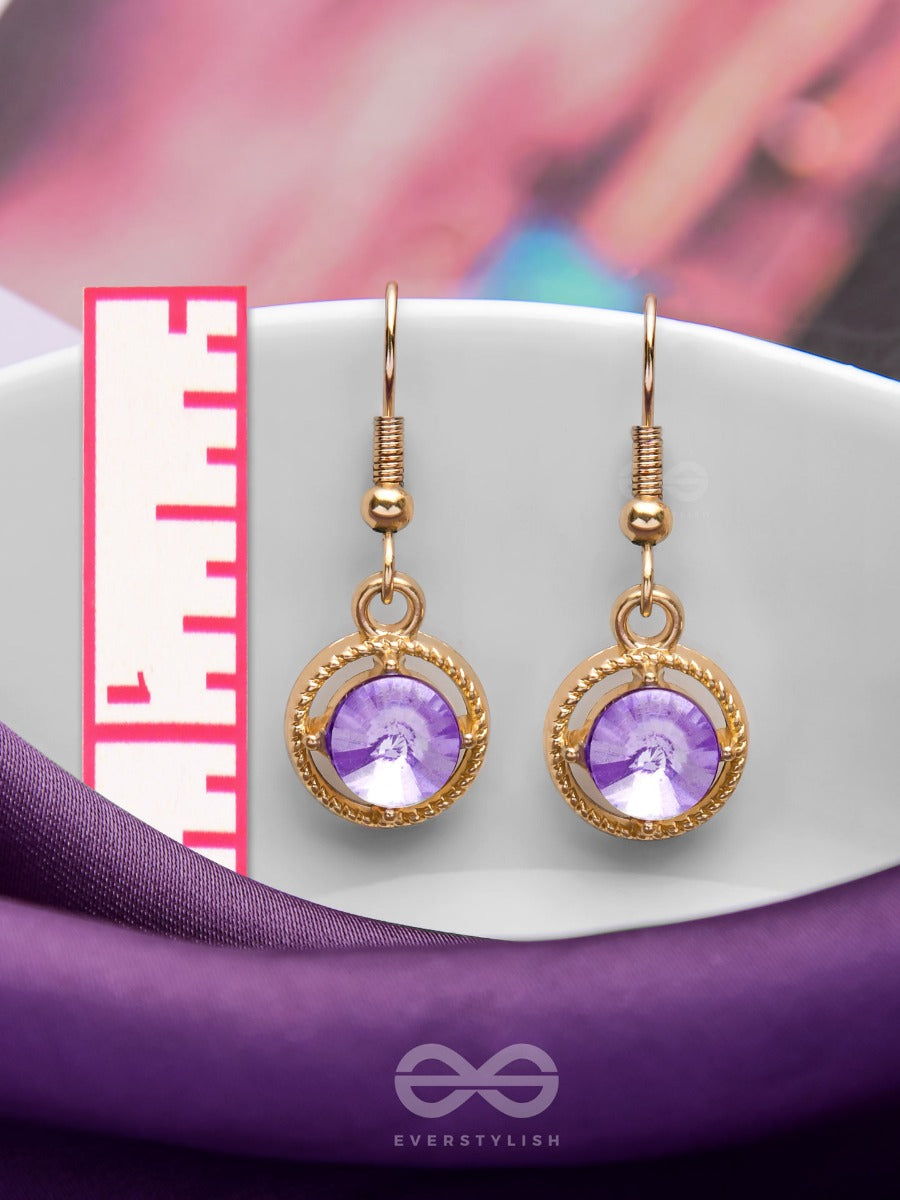 The Purple Haze - Golden Embellished Earrings