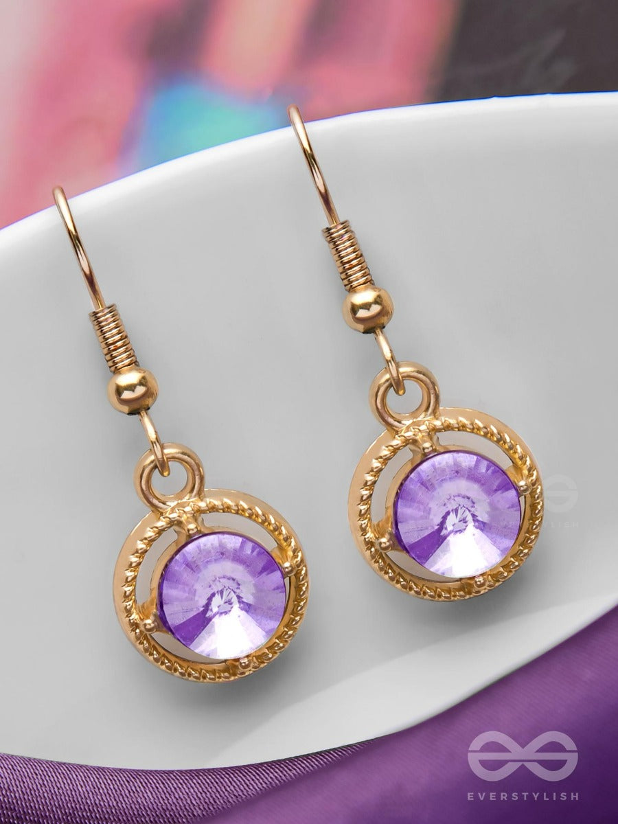 The Purple Haze - Golden Embellished Earrings