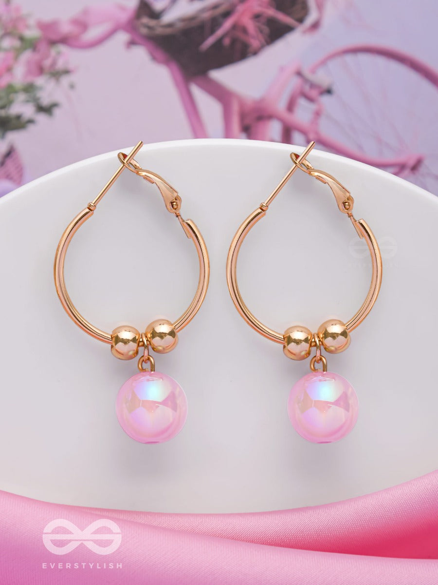 The Pink Champagne - Golden Hoop Earrings