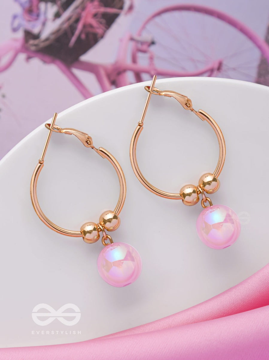 The Pink Champagne - Golden Hoop Earrings