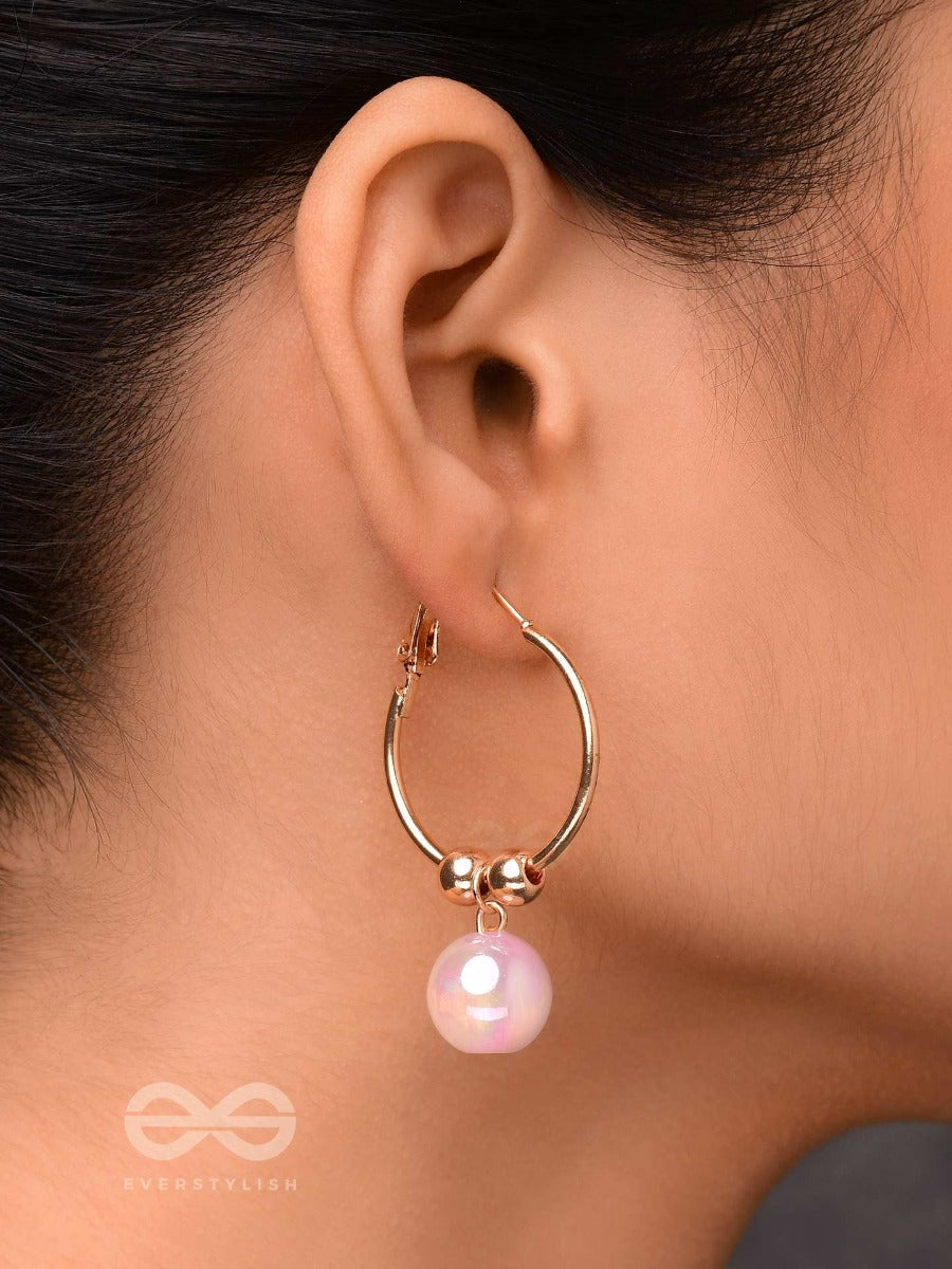 The Pink Champagne - Golden Hoop Earrings