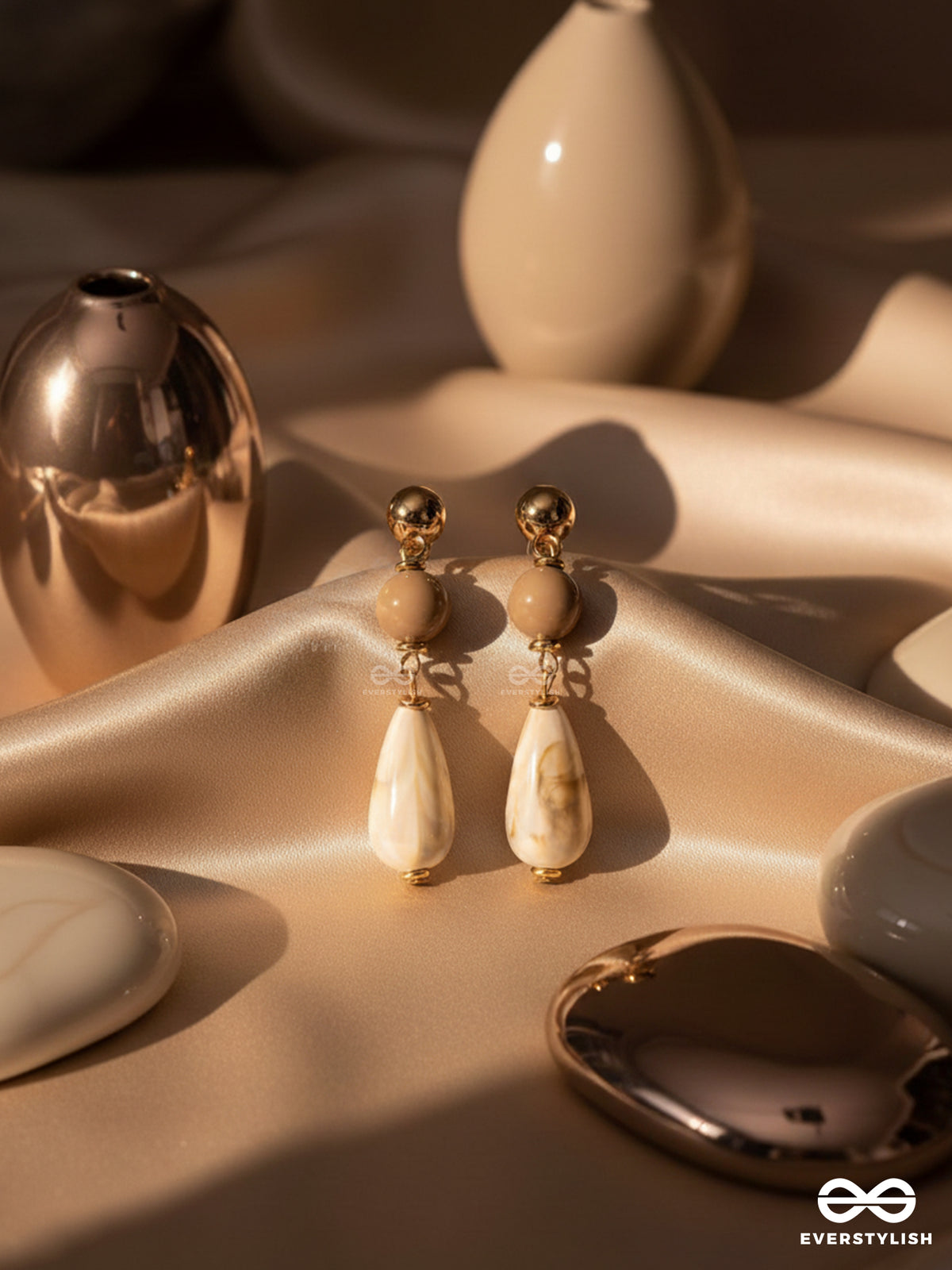 The Coastal Dunes - Golden Embellished Sandstone Earrings