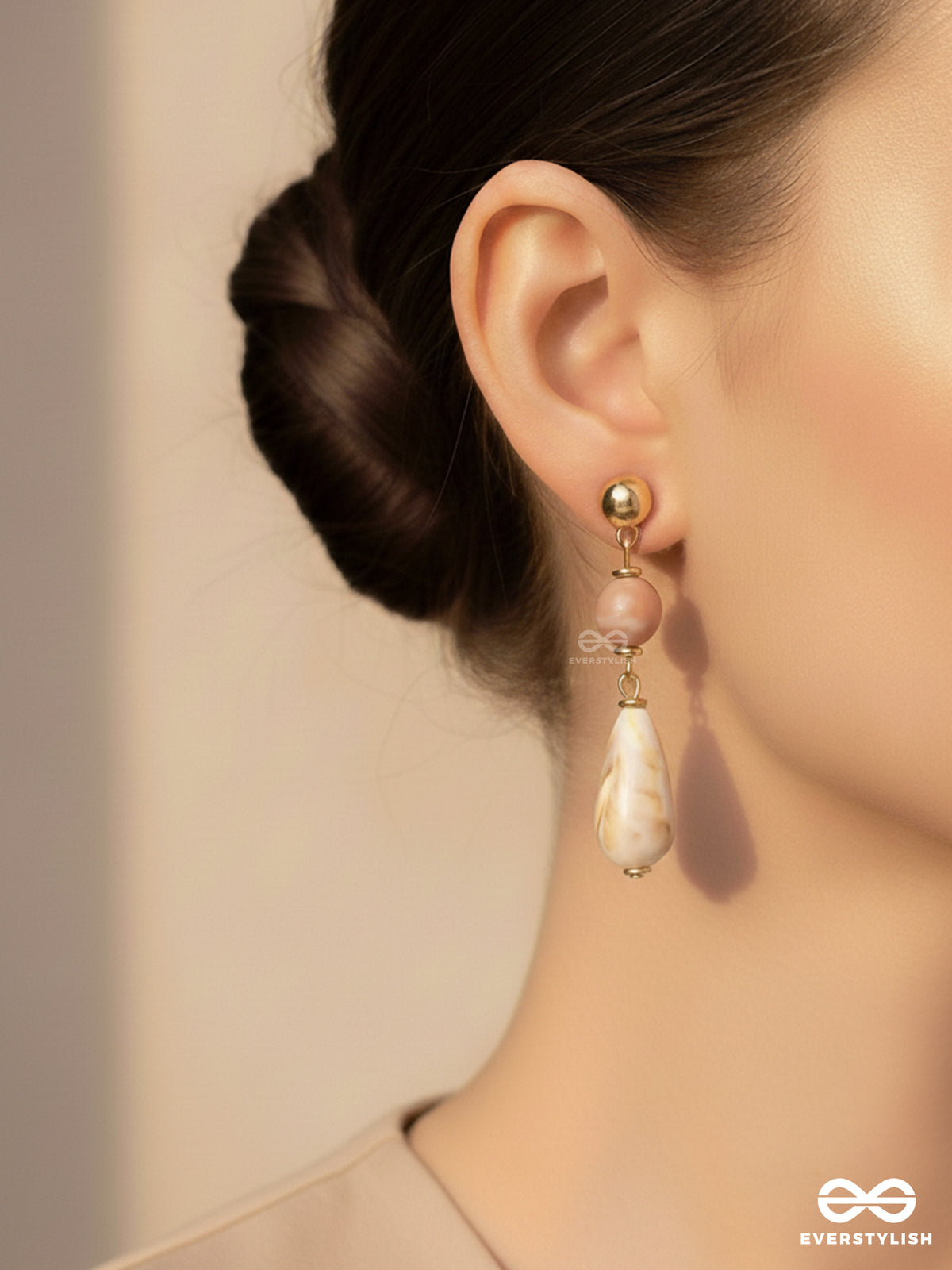 The Coastal Dunes - Golden Embellished Sandstone Earrings
