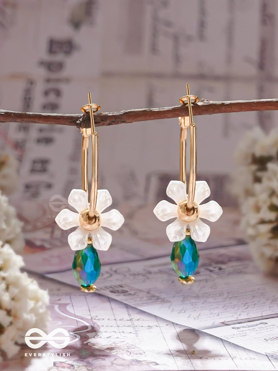 Enchanting Flowers - Golden Hoop Earrings