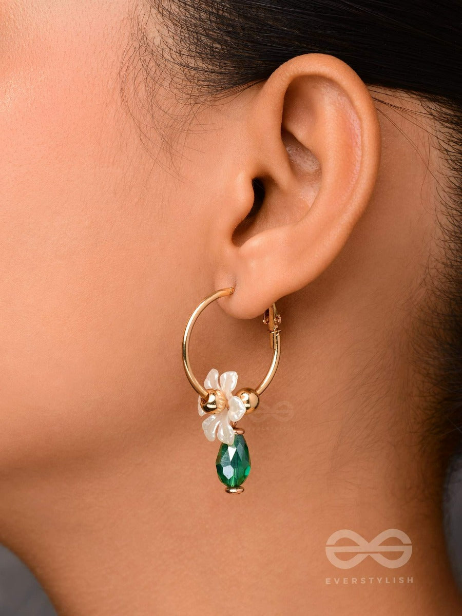 Enchanting Flowers - Golden Hoop Earrings
