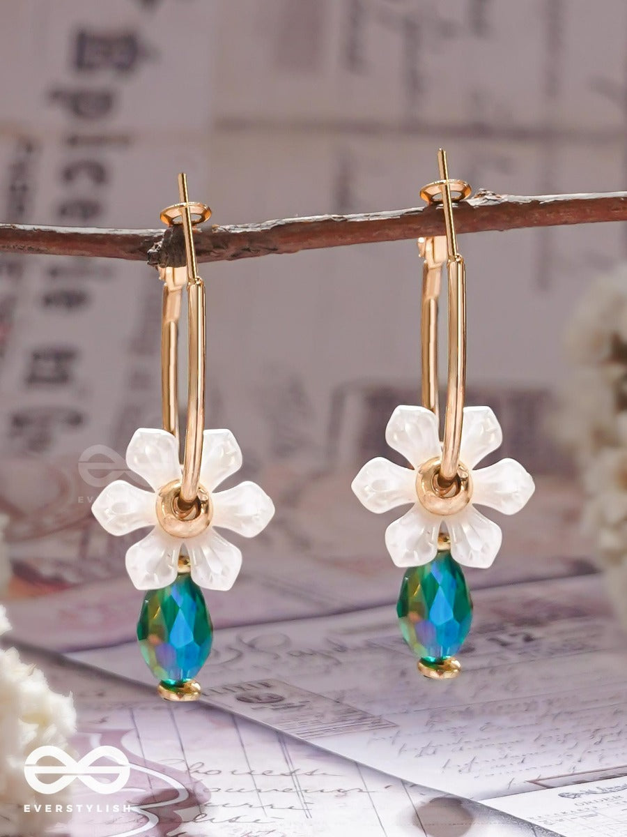 Enchanting Flowers - Golden Hoop Earrings