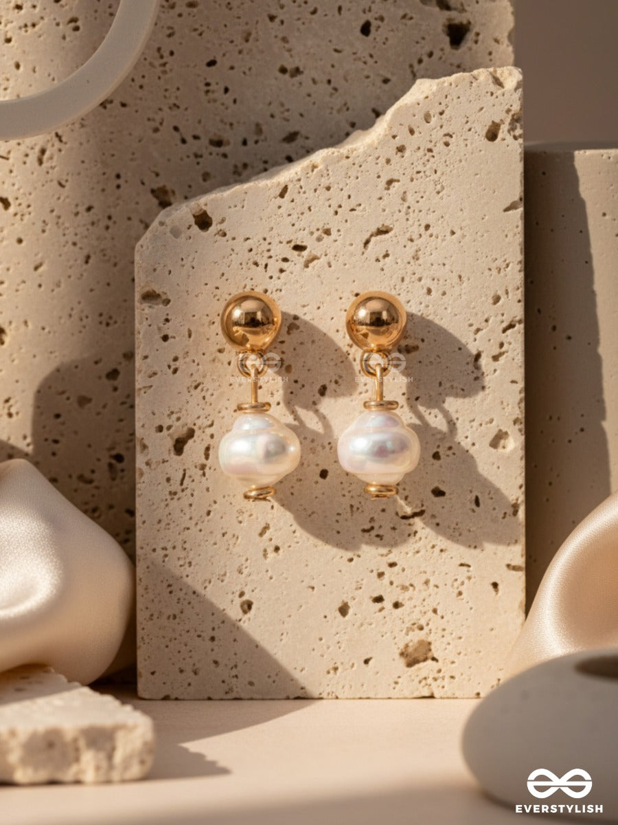 The Moonbeam Pearls - Golden Embellished Earrings