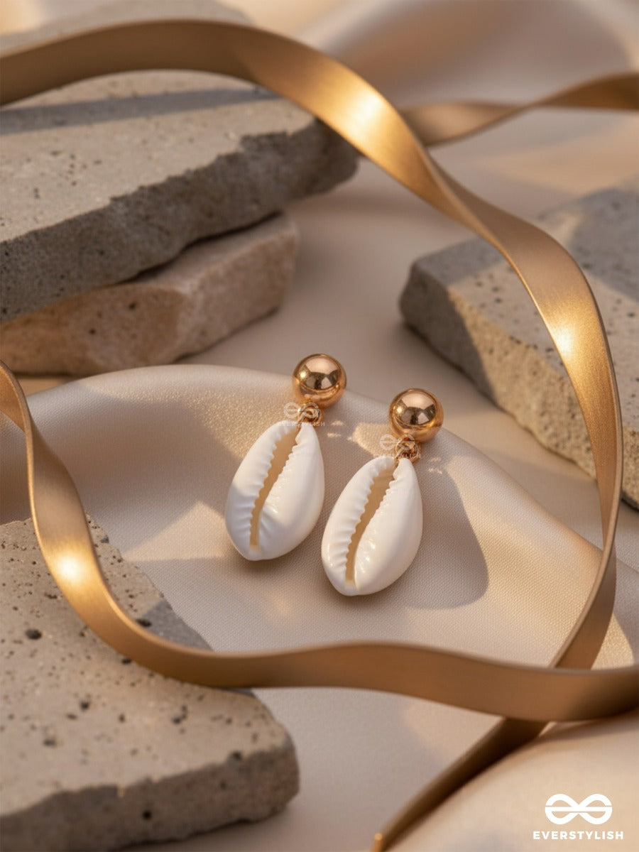 Shell Me About It - Golden Embellished Earrings