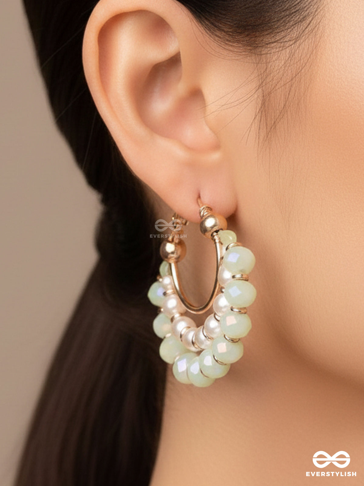 The Dreamy Drift - Golden Embellished Hoop Earrings