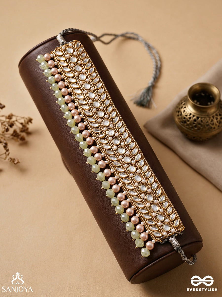 Ambaraukas- Walk On The Skyline- Beads, Polki And Kundan Finished Hand Embroidered Choker Neckpiece