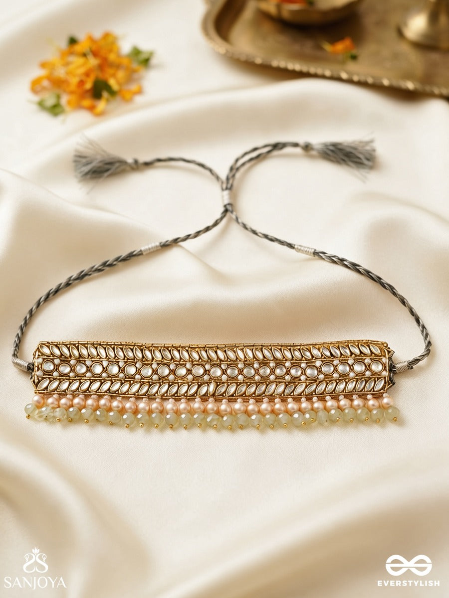 Ambaraukas- Walk On The Skyline- Beads, Polki And Kundan Finished Hand Embroidered Choker Neckpiece