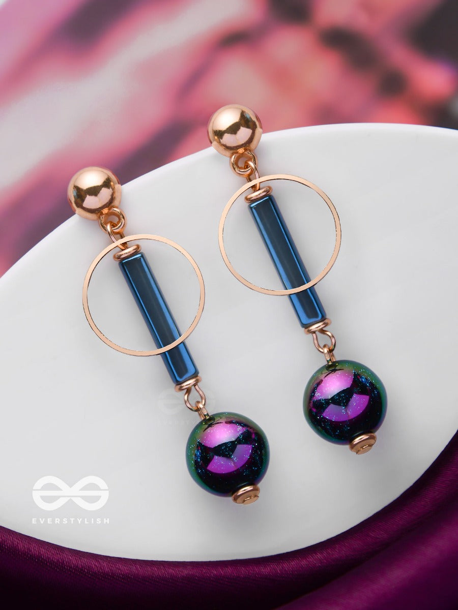 Galaxy Sparkles - Golden Embellished Earrings