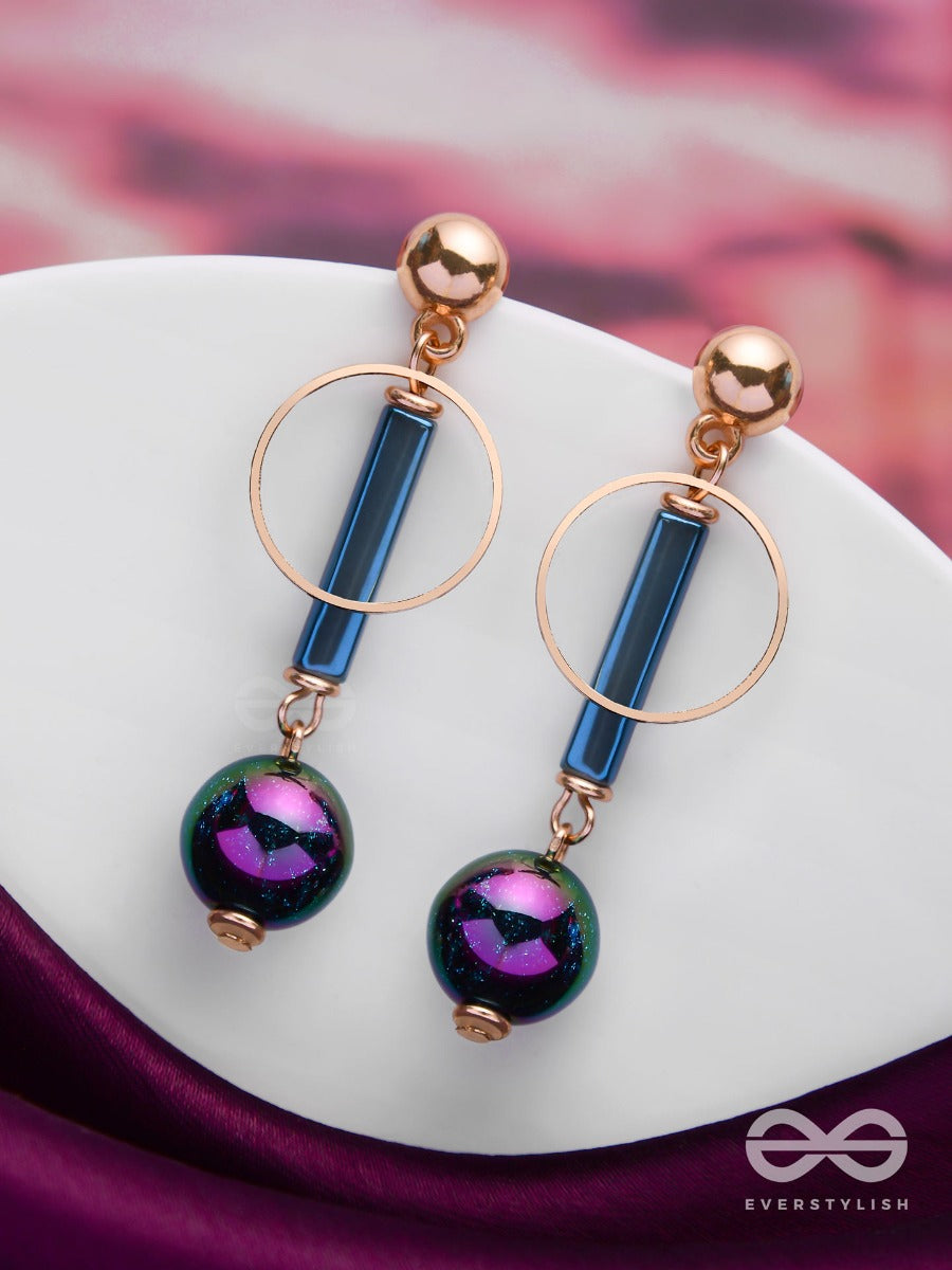 Galaxy Sparkles - Golden Embellished Earrings
