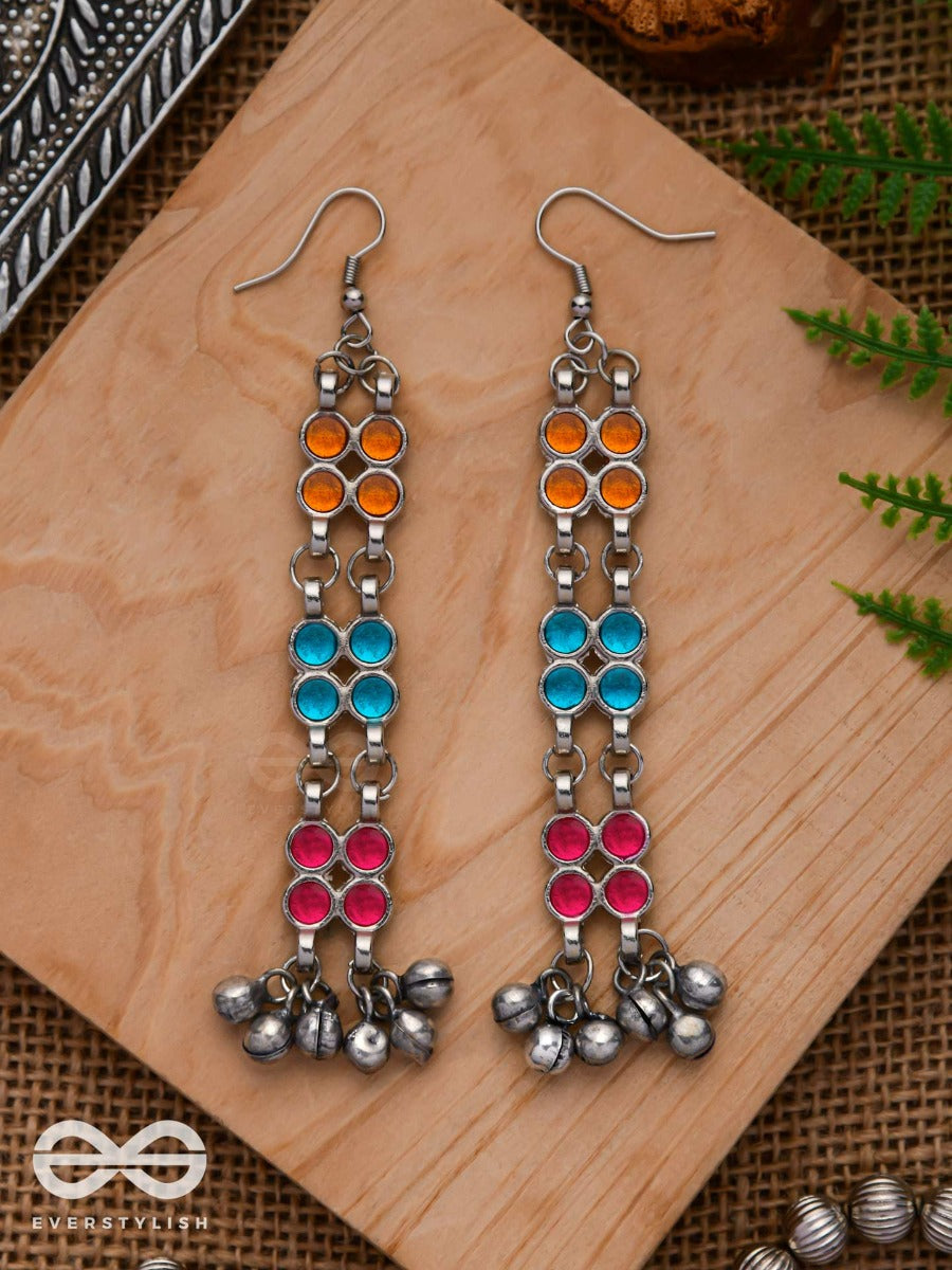 A Carnival Cascade - Embellished Oxidised Earrings