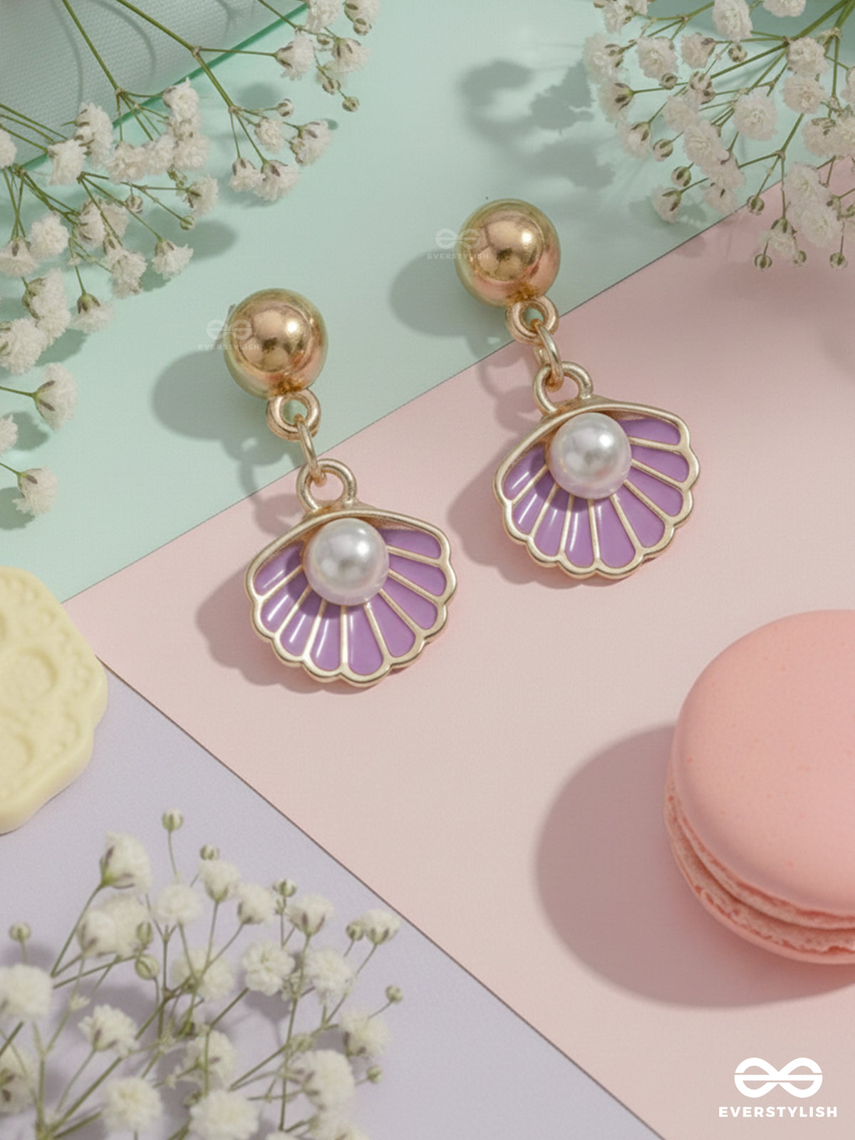 The Oceanic Beauty - Golden Embellished Earrings