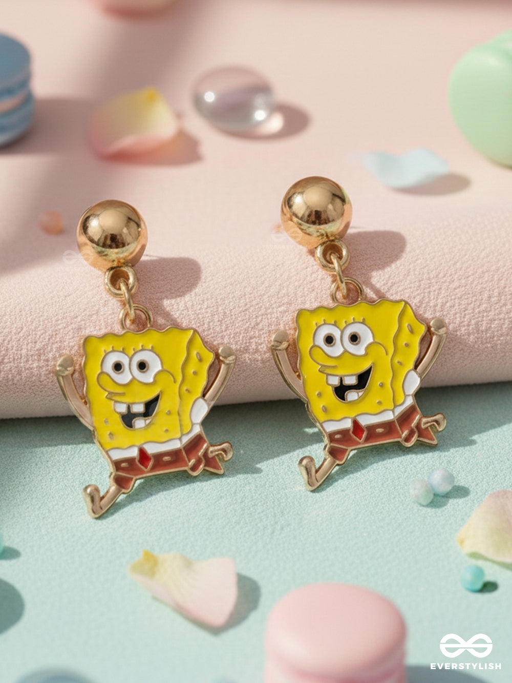 Spongebob Squaregems - Golden Embellished Earrings