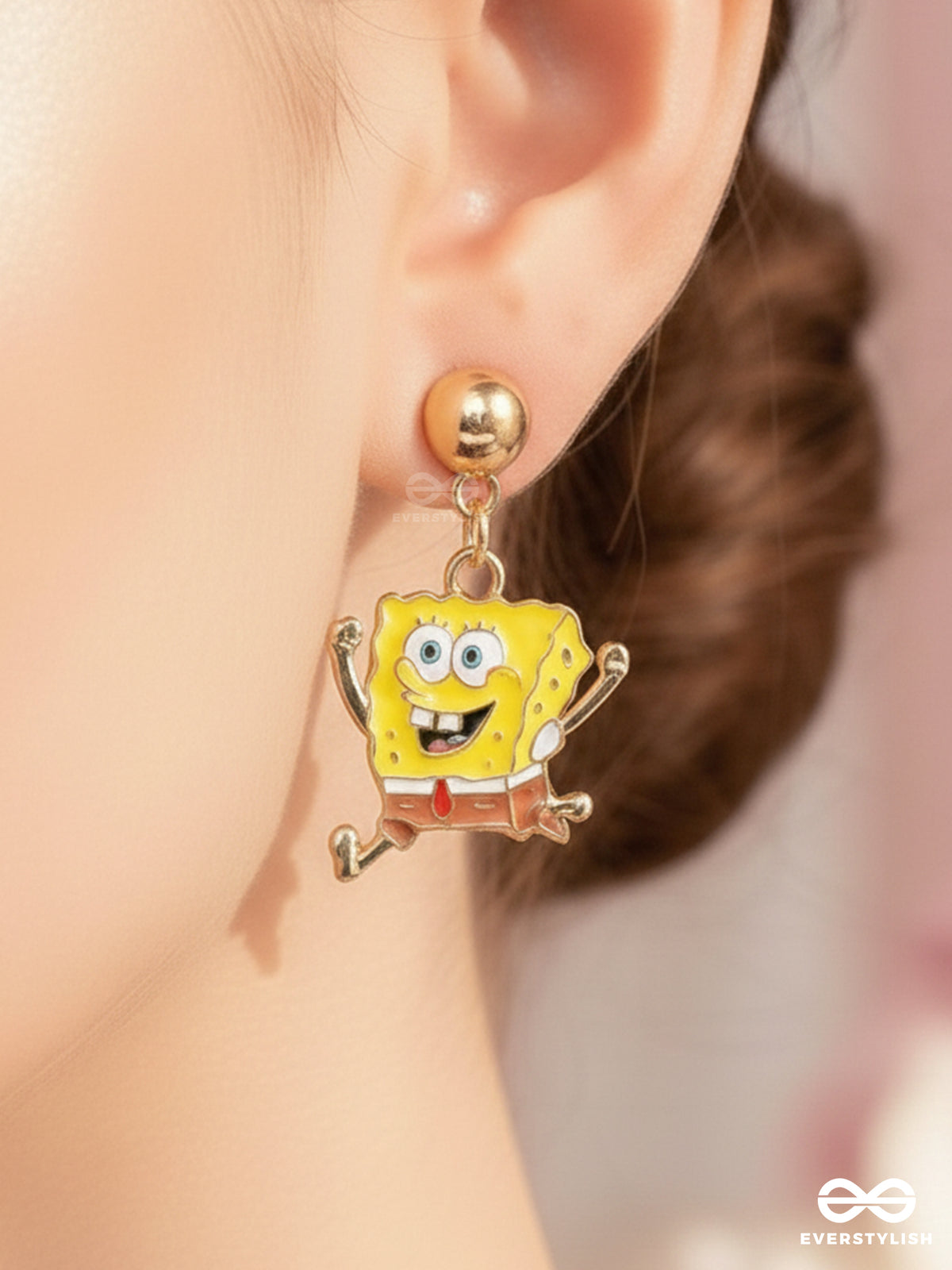 Spongebob Squaregems - Golden Embellished Earrings