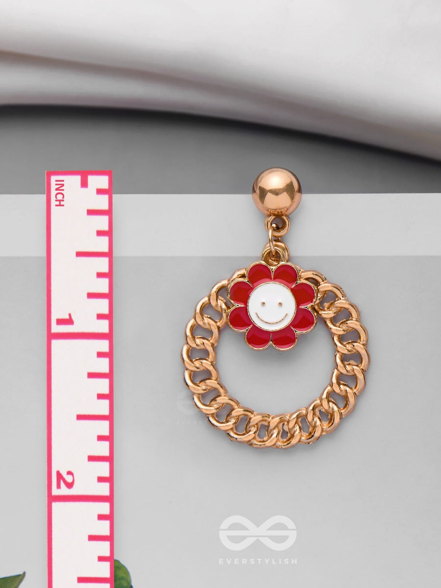 Playful Posy Delights - Golden Embellished Earrings
