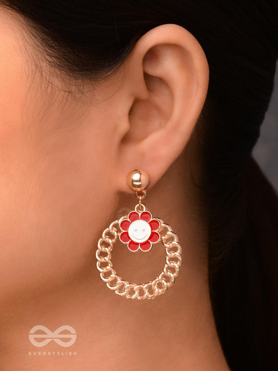 Playful Posy Delights - Golden Embellished Earrings