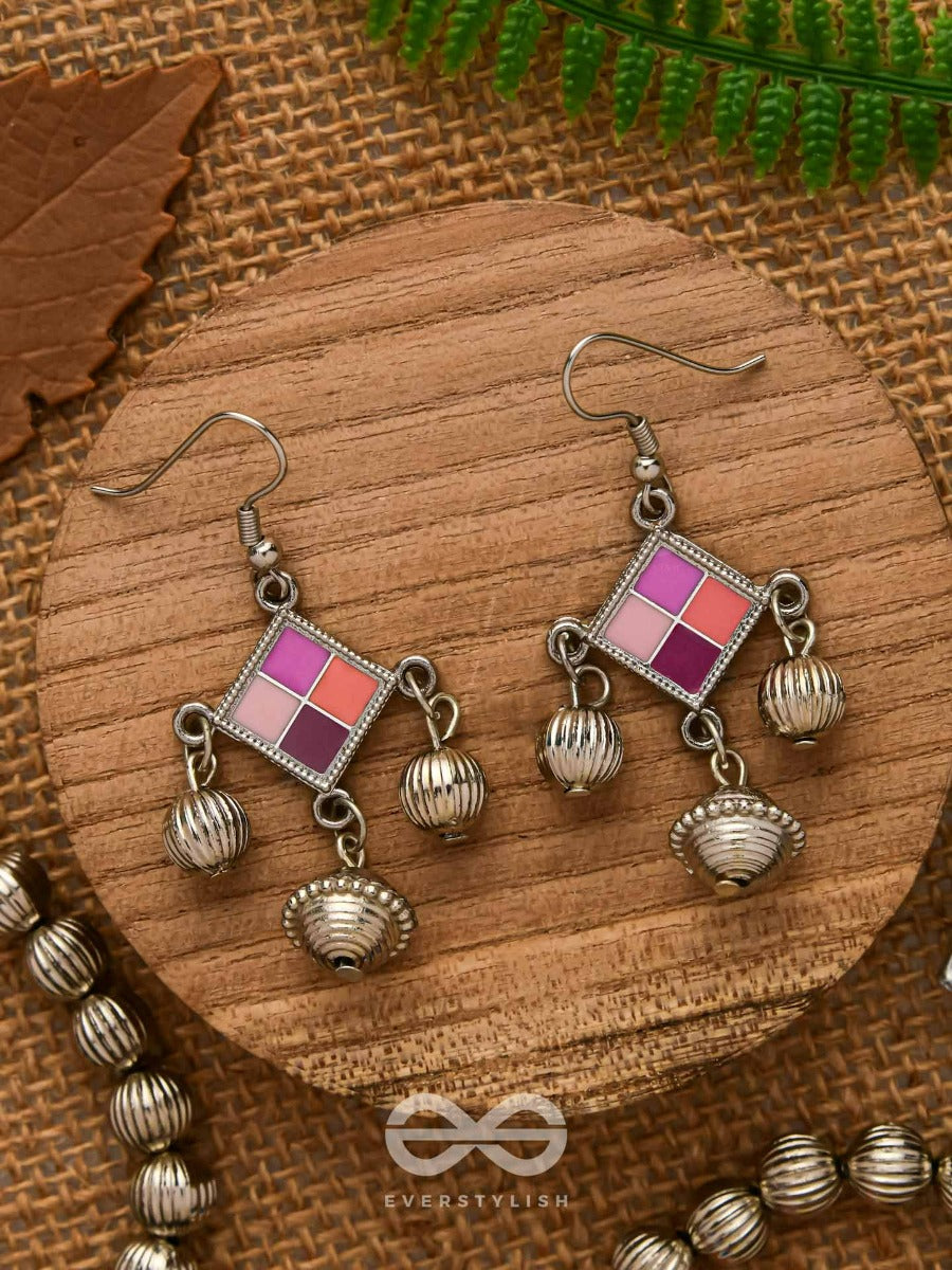 Razzle-Dazzle Drops - Enamelled Oxidised Earrings
