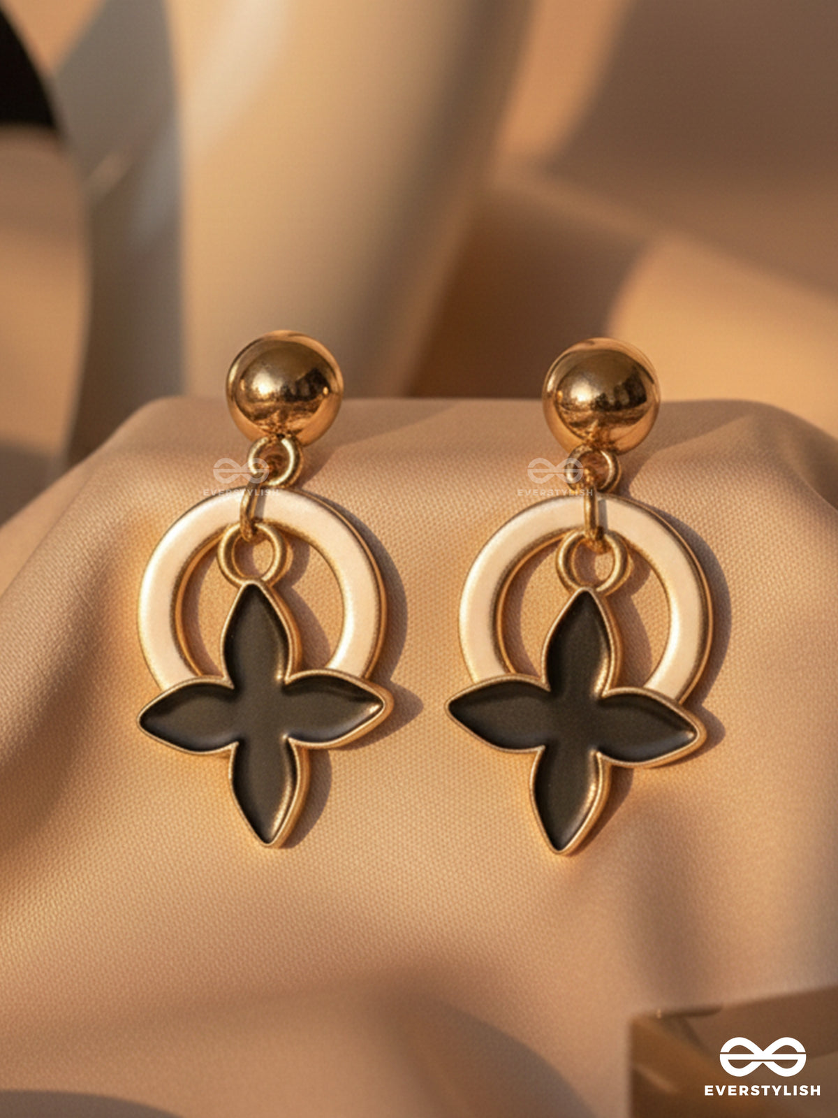 The Strike Stars - Golden And Black Earrings