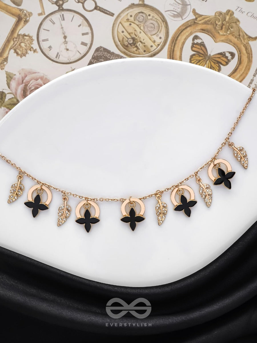 The Spring Shadows - Golden Embellished Enamelled Necklace With Anti-Tarnish Coating