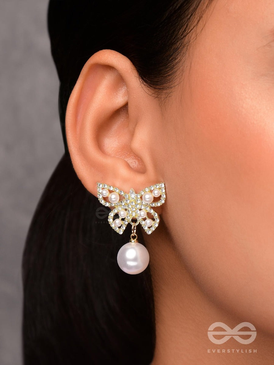Fly High Butterfly - Golden Embellished Earrings