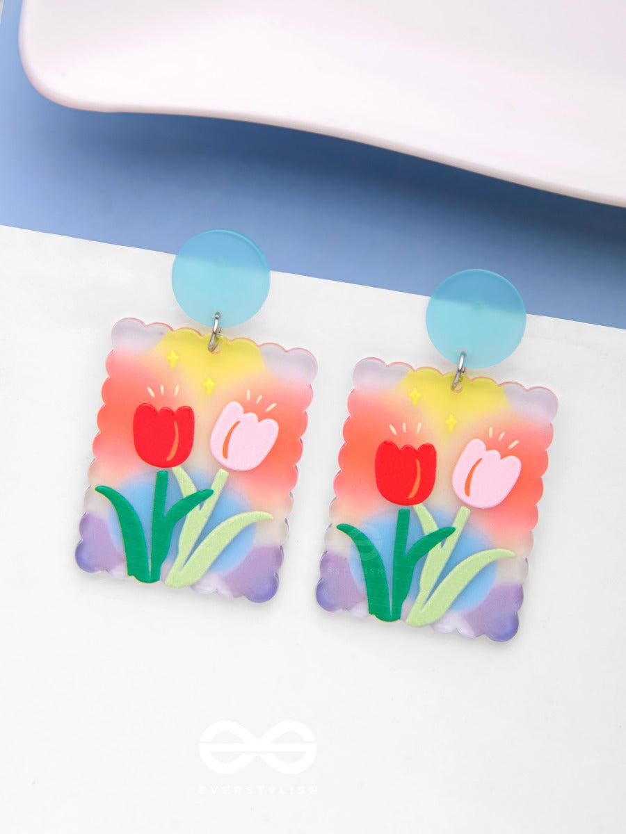 Tulip Love Affair - Multicolor Acrylic Earrings